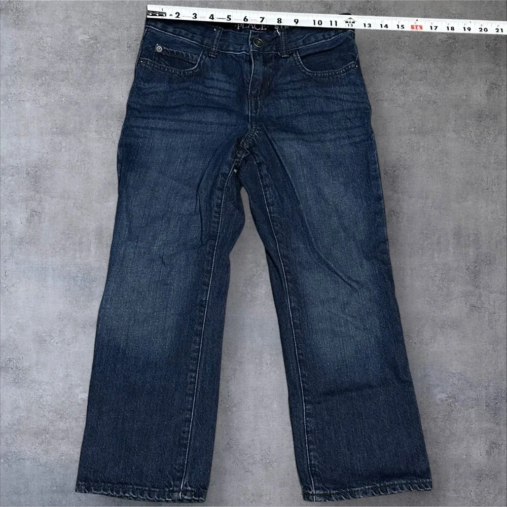 Childrens Place Boys Straight Fit Denim Jeans 7 Husky Blue Wash Adjustable Waist